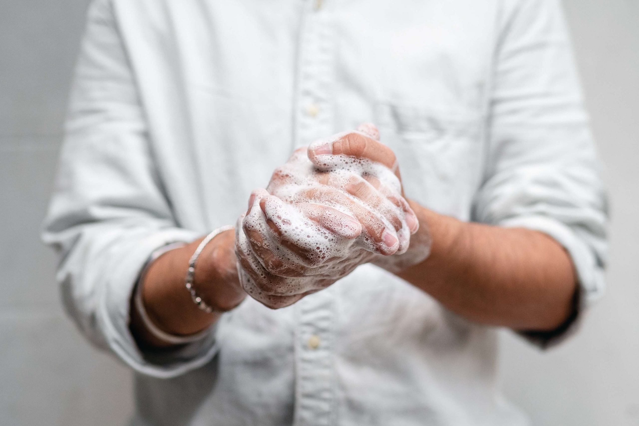 hands washing with soap