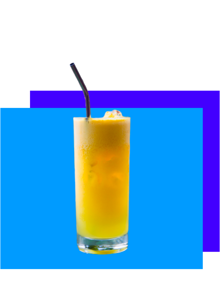 fermented beverages - orange drink on blue background