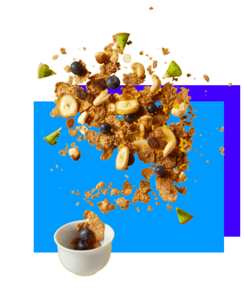 snacks - cereal - cereal on blue background